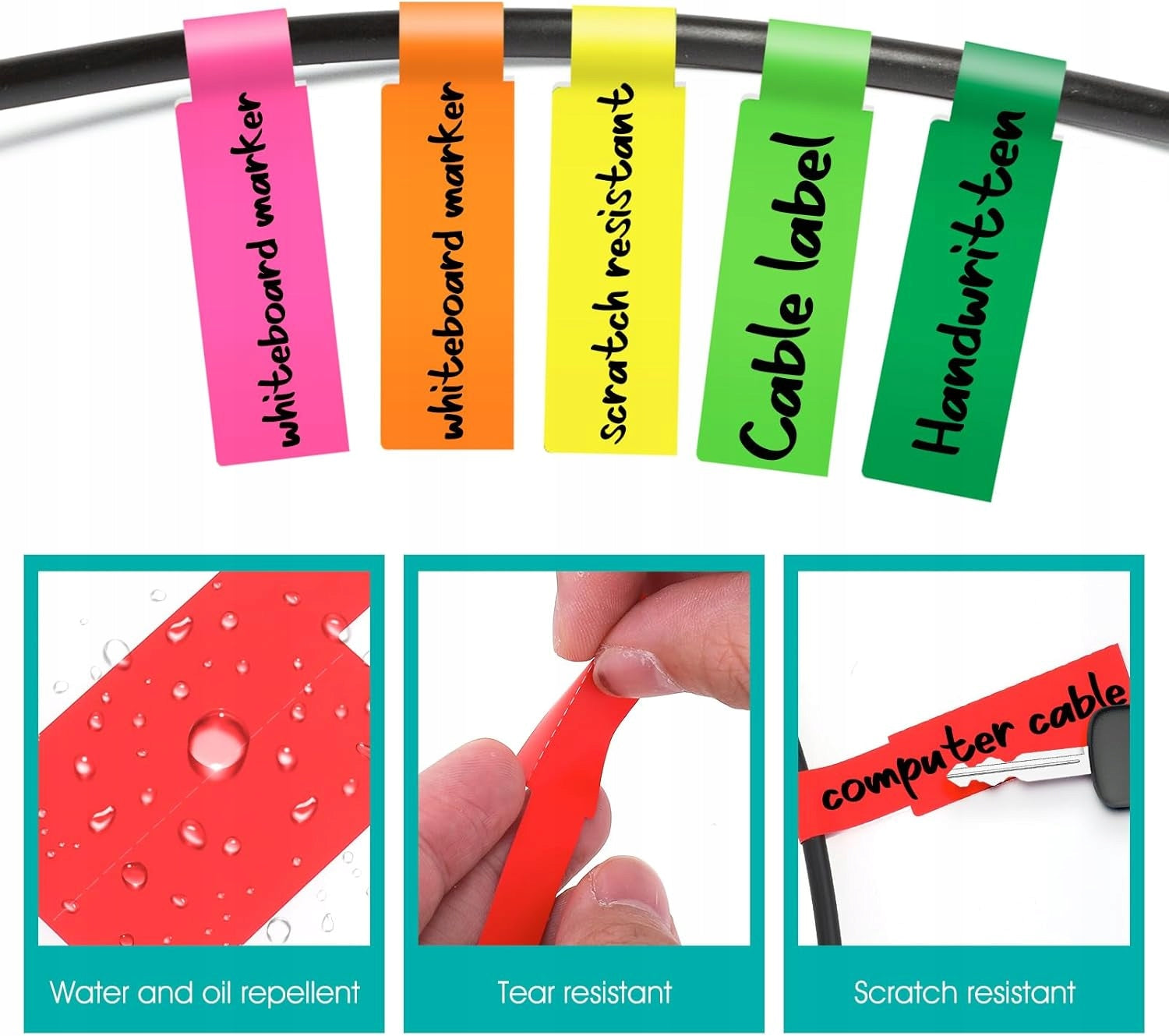 CABLE LABELS SET OF 360 COLOR SELF ADHESIVE WATERPROOF Manufacturer code ETYKIETY NA KABLE ZESTAW 360 SZT