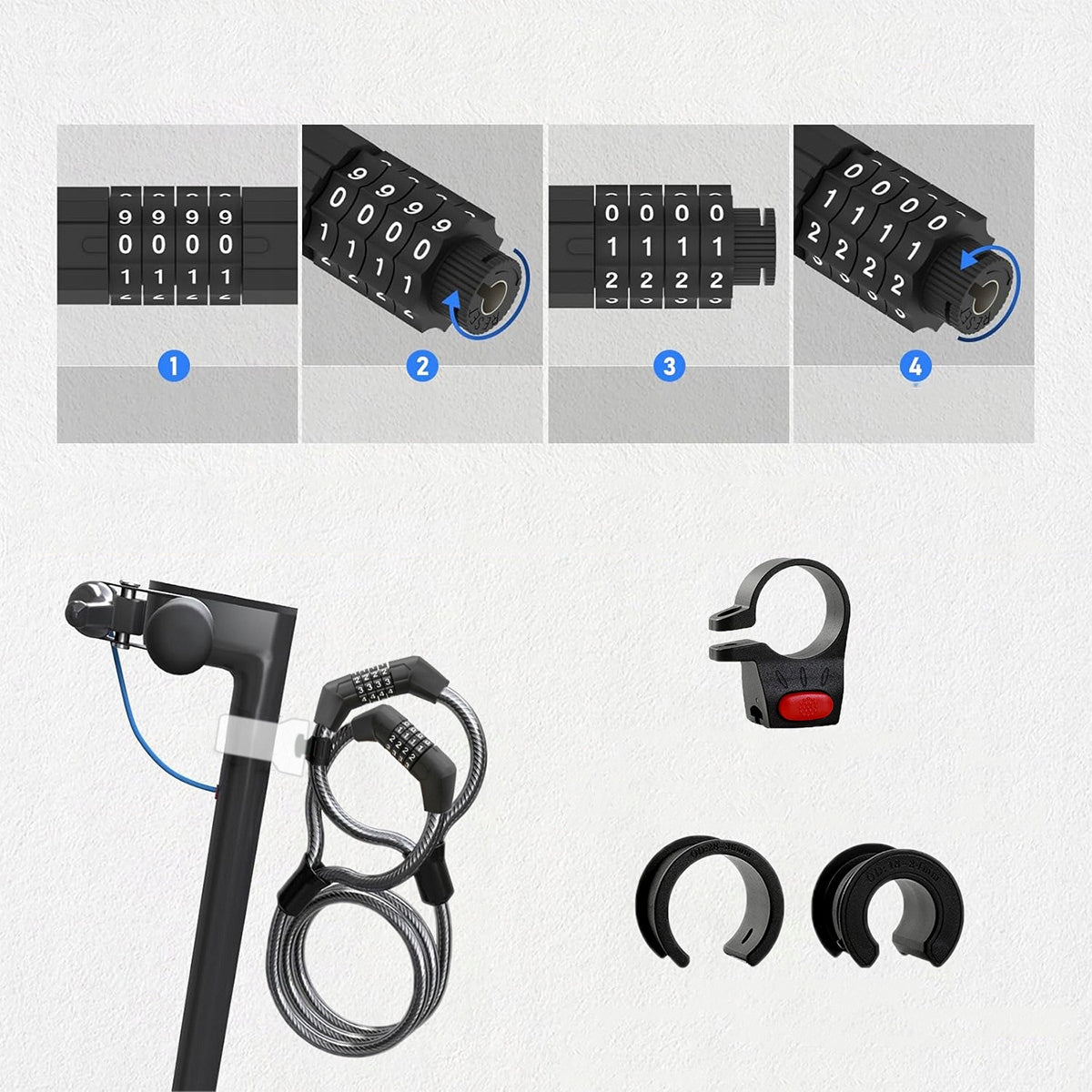 CABLE LOCK FOR SCOOTER 105 CM STEEL PVC ANTI-THEFT CIPHER Model 6974715554537