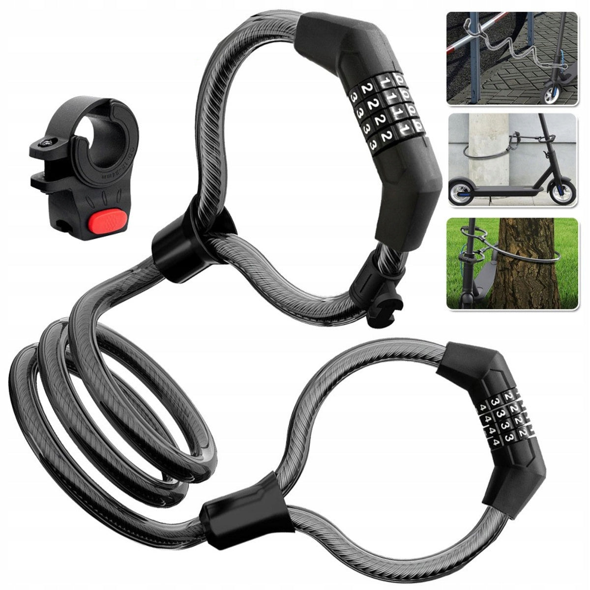 CABLE LOCK FOR SCOOTER 105 CM STEEL PVC ANTI-THEFT CIPHER