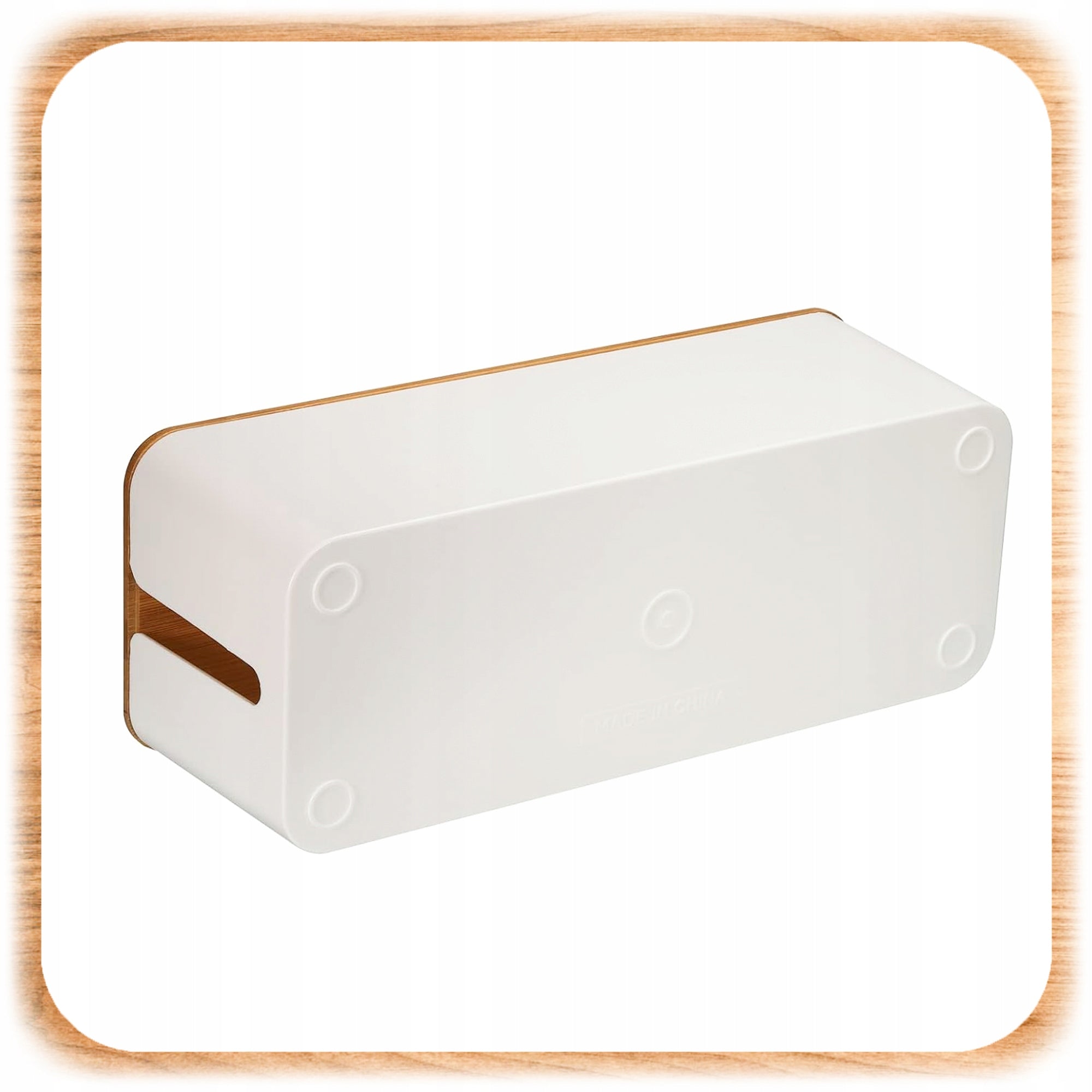 CABLE ORGANIZER BOX FOR SLATS CONTAINER FOR WIRE CABLES WOOD M Color white