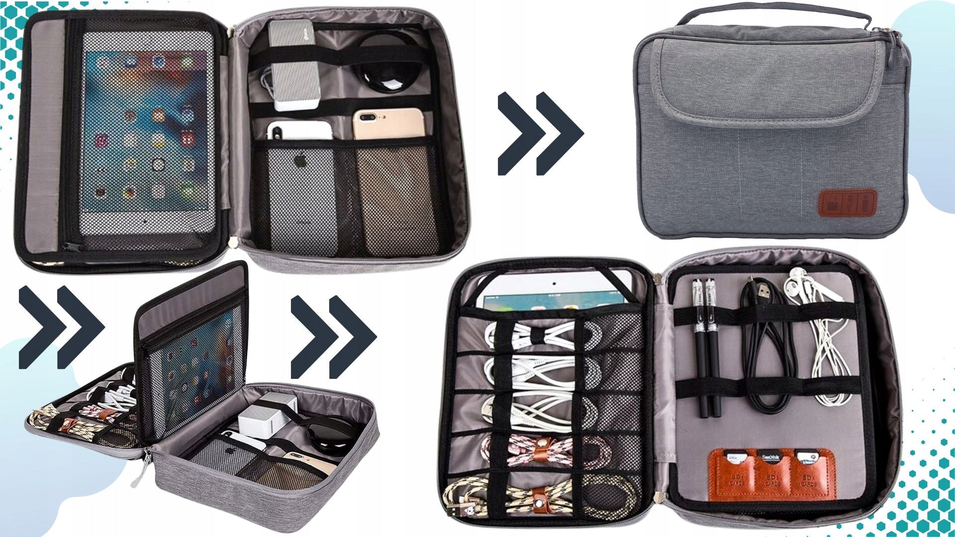 CABLE ORGANIZER CHARGER BAG ACCESSORIES CASE MULTIPLE COMPARTMENTS ZIPPER Model ORGANIZER TORBA NA KABLE