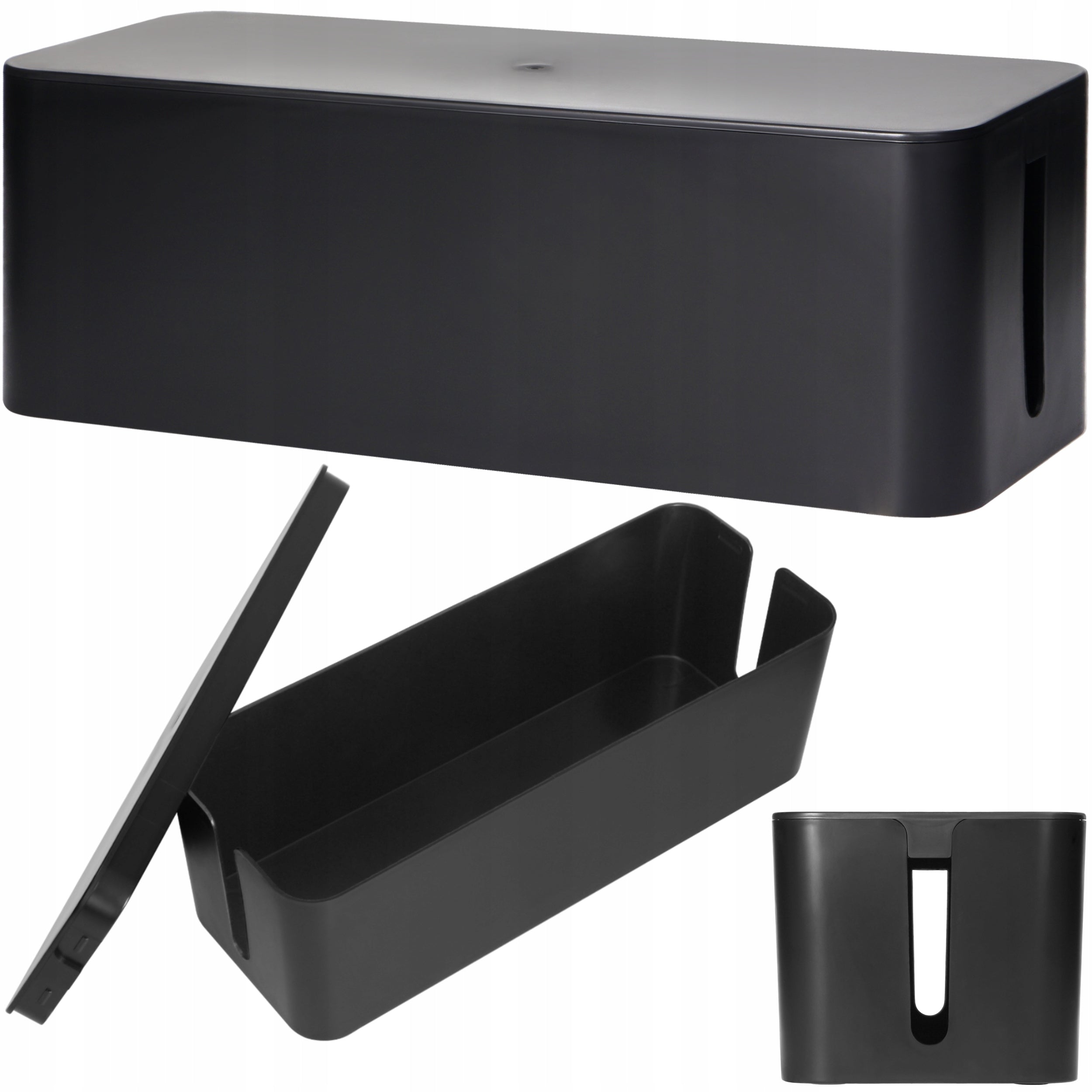 CABLE ORGANIZER CONTAINER CABLE BOX SLATS BOX BLACK L 40cm