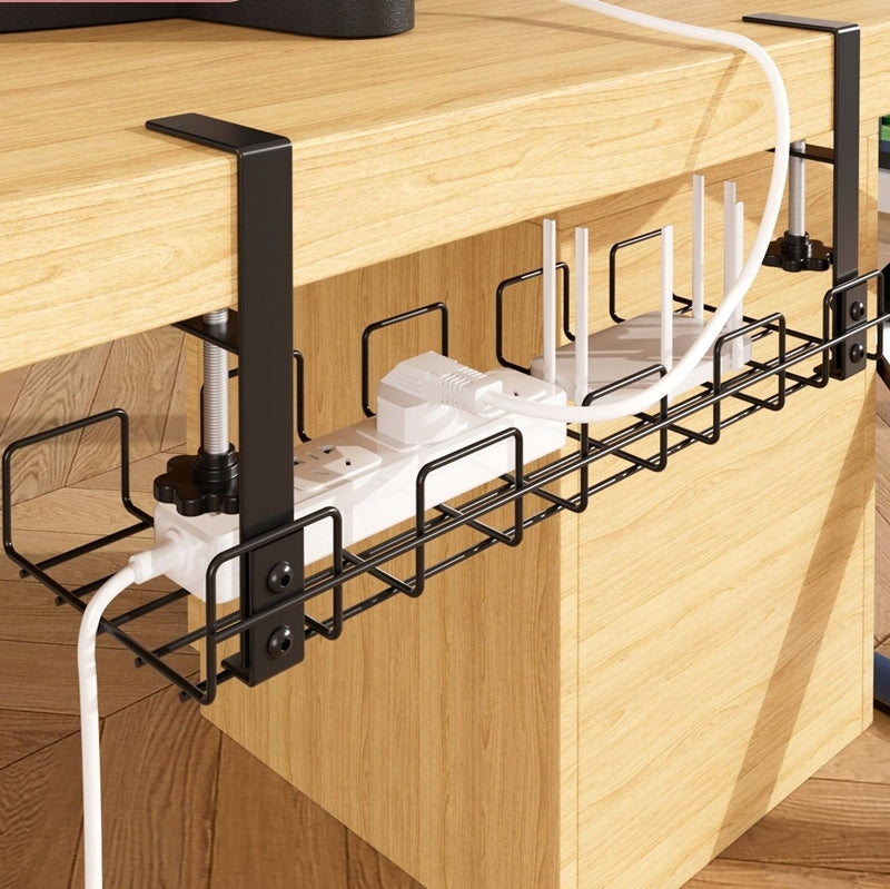CABLE ORGANIZER GRILLE HOLDER SHELF UNDER DESK TABLETOP BLACK Color black