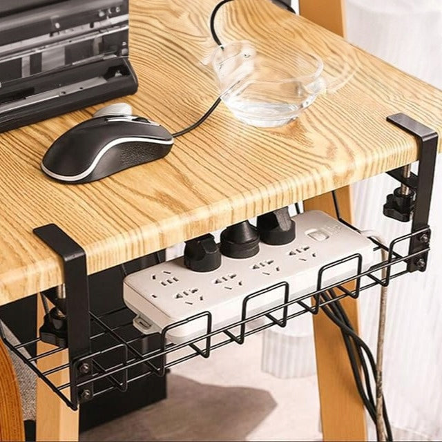 CABLE ORGANIZER GRILLE HOLDER SHELF UNDER DESK TABLETOP BLACK Manufacturer code Organizer pod biurko czarny