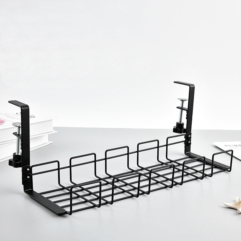 CABLE ORGANIZER GRILLE HOLDER SHELF UNDER DESK TABLETOP BLACK Model POL-BIU-CZA