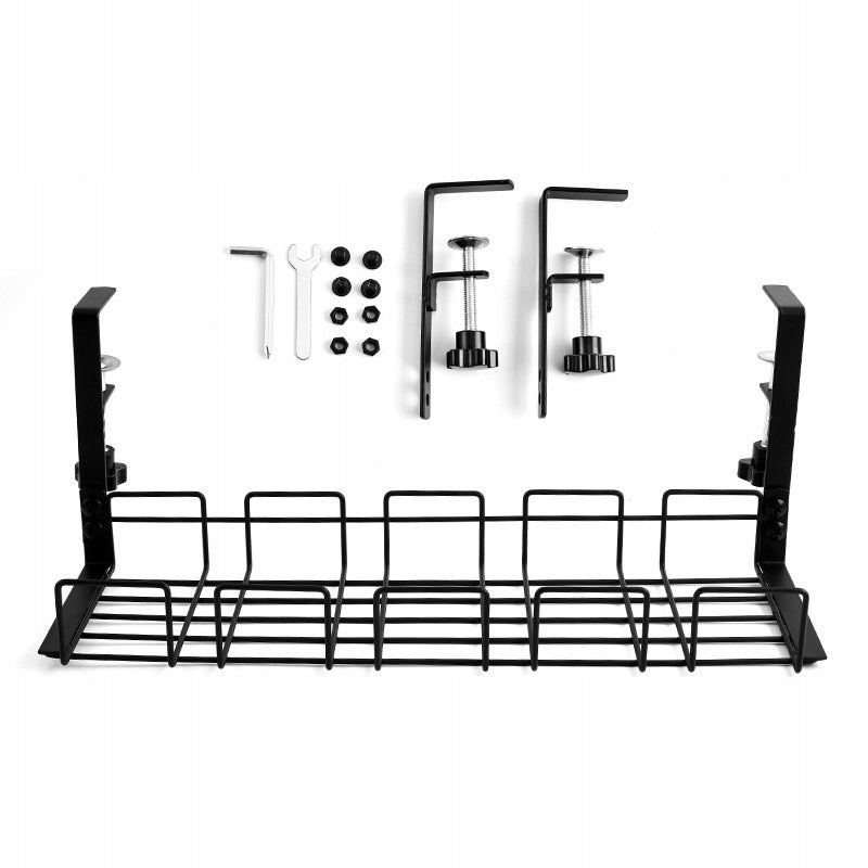 CABLE ORGANIZER GRILLE HOLDER SHELF UNDER DESK TABLETOP BLACK Product weight with unit packaging 0.64 kg