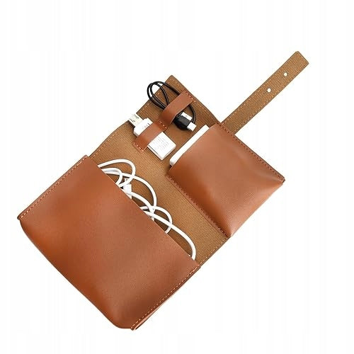CABLE ORGANIZER LEATHER VINTAGE TRAVEL BAG ELECTRONIC GIFT