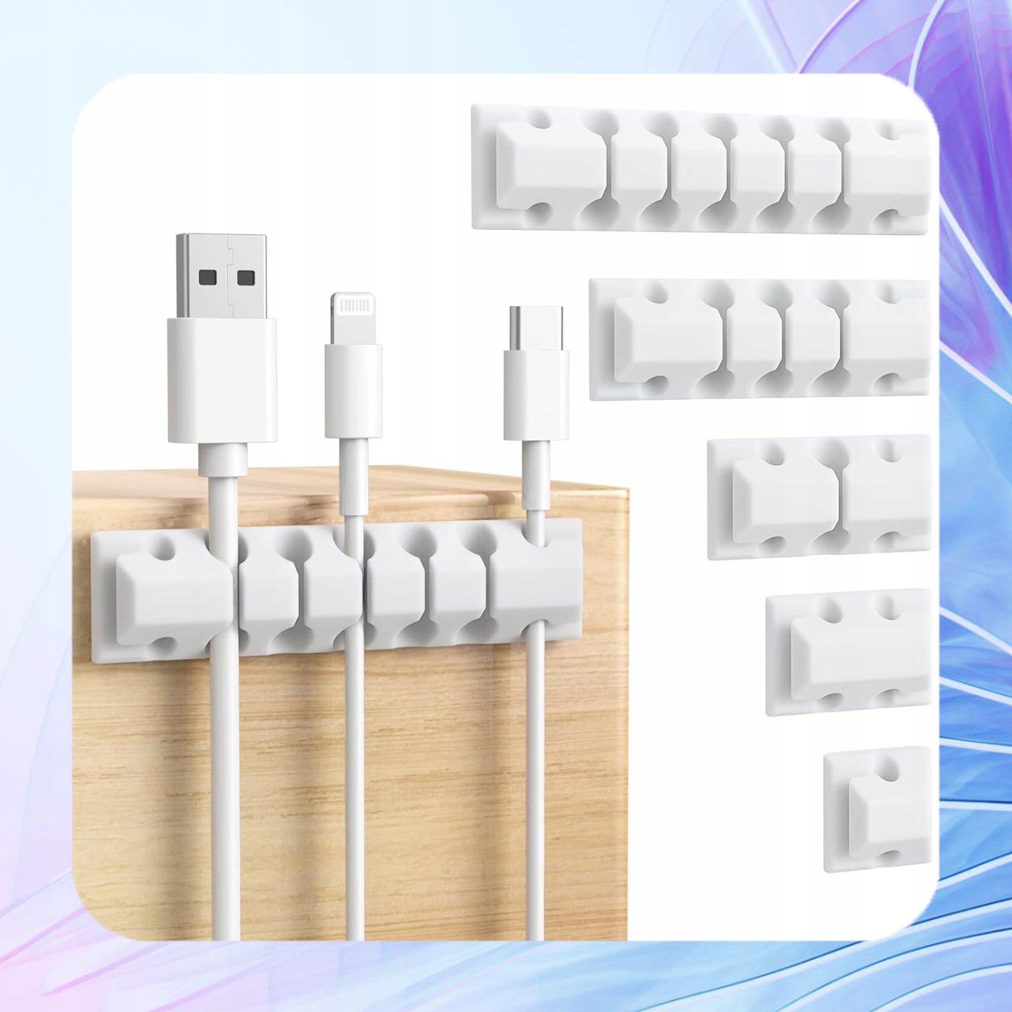 CABLE ORGANIZER RUBBER HOLDER SELF ADHESIVE CABLE TAPE SET 5PCS Manufacturer code 006701