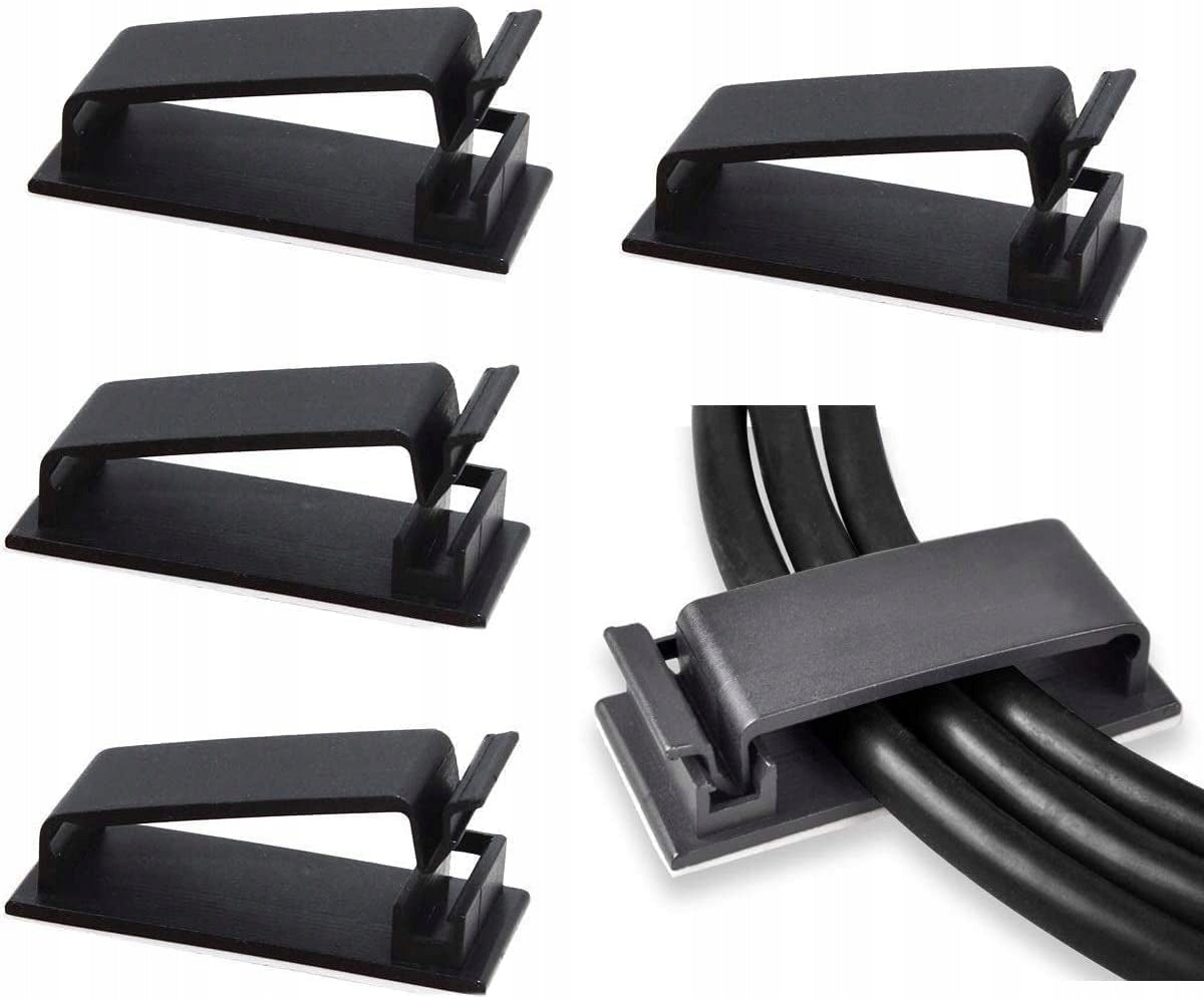 CABLE ORGANIZER SELF ADHESIVE HOLDER 10 PIECES BLACK PRACTICAL FOR DESK