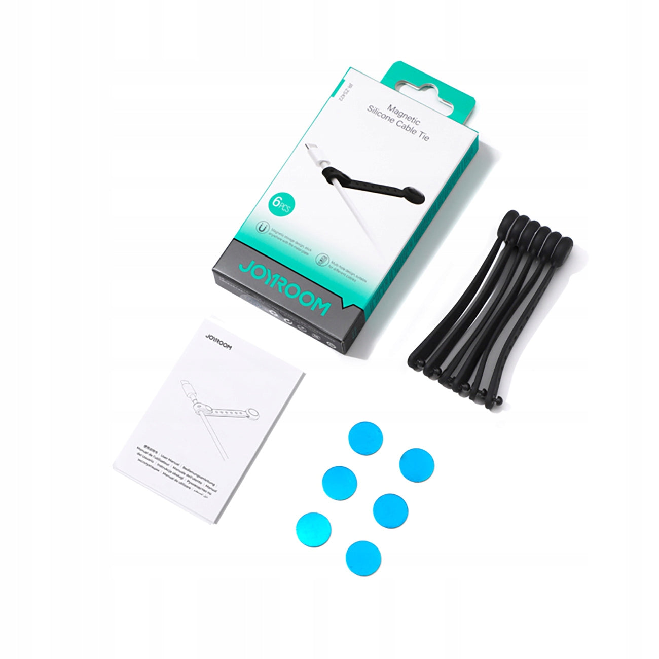 CABLE ORGANIZER SILICONE BAND WITH MAGNET CABLE CLIPS SET x6 Brand Joyroom