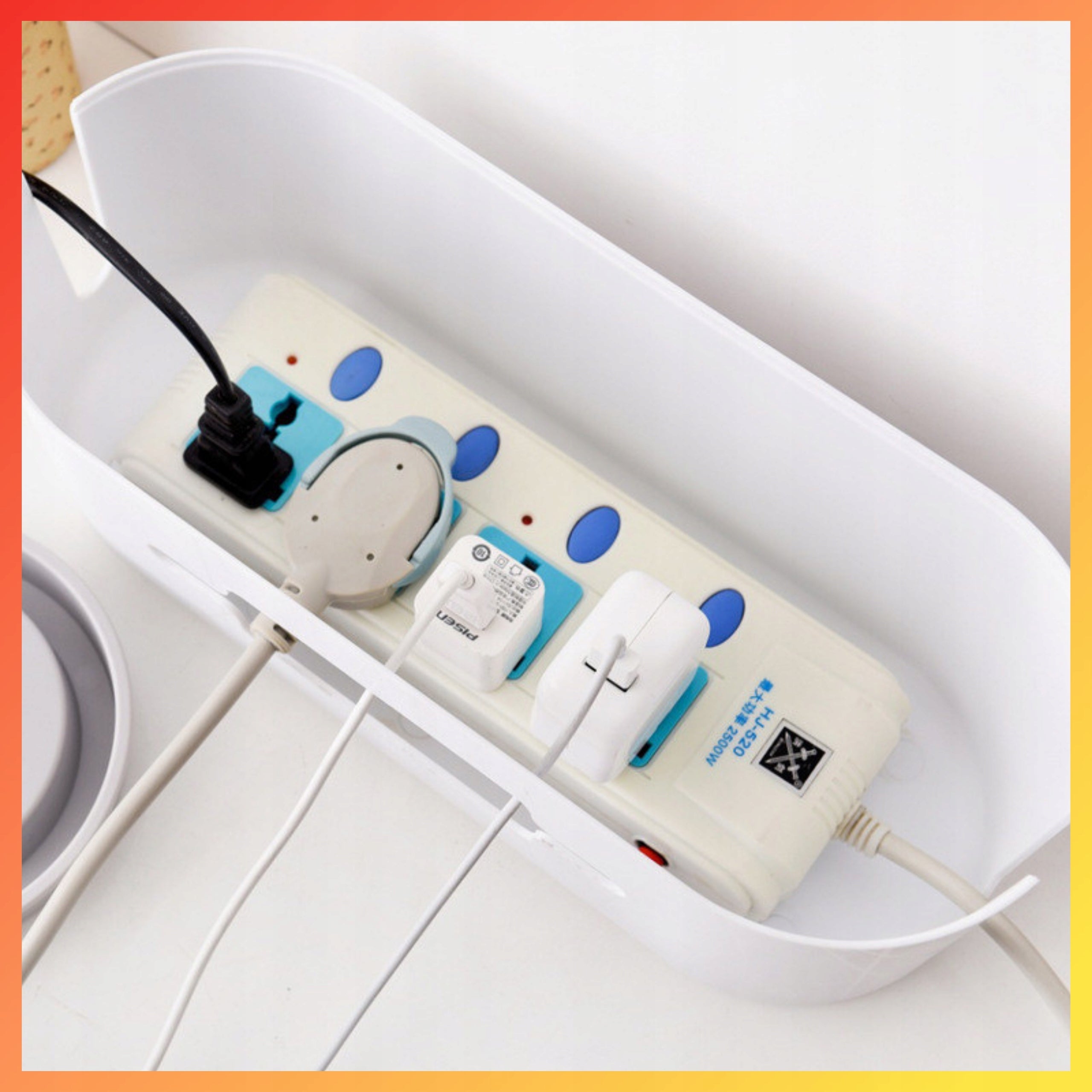 CABLE ORGANIZER STRIPS DESK EXTENSION CORDS COUNTERTOP CONTAINER GREY Color white
