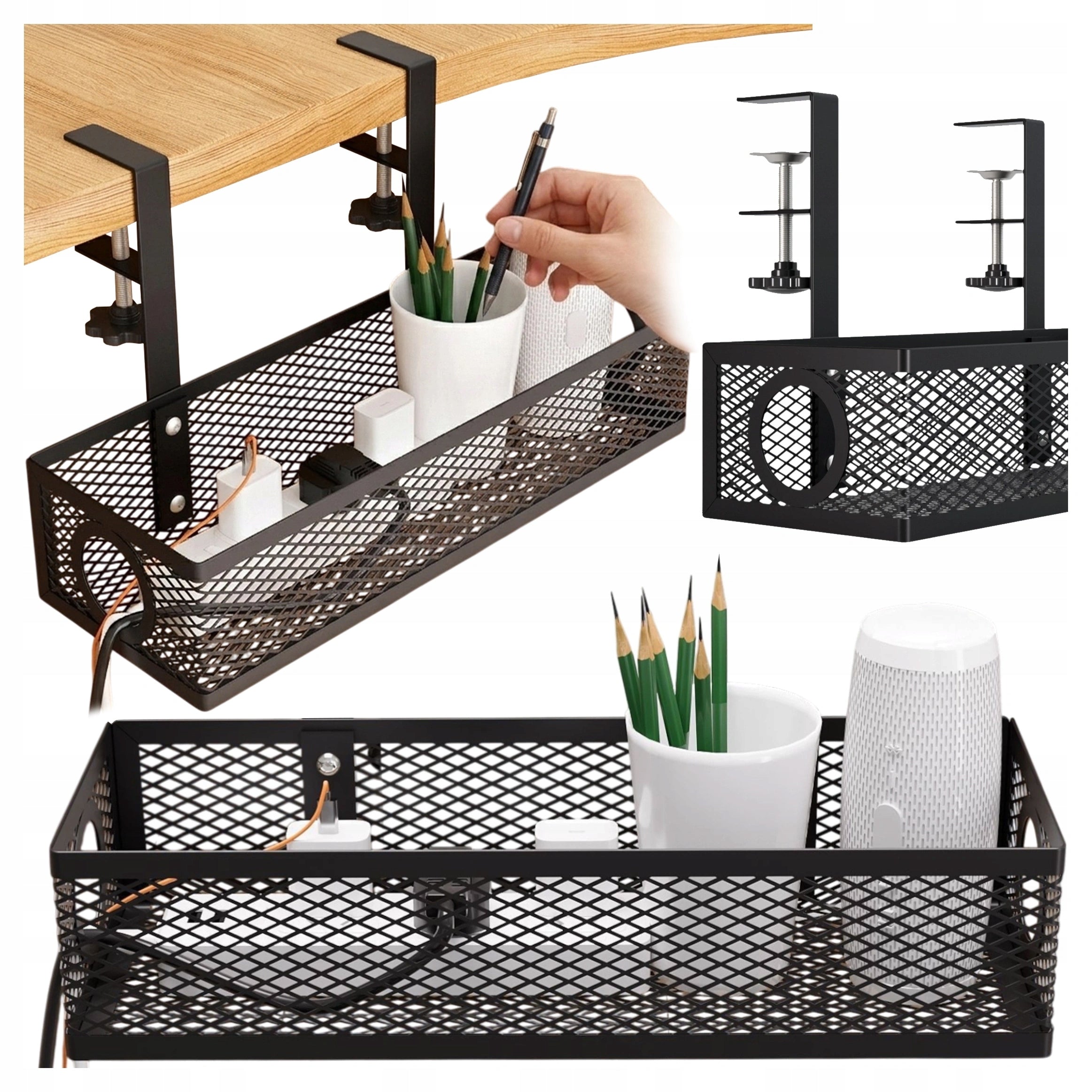 CABLE ORGANIZER UNDER DESK TOP SHELF ADJUSTABLE ALUMINUM HANDLE XL Packaging status original