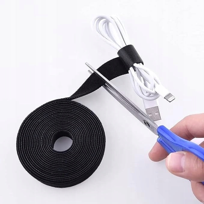 CABLE ORGANIZER VELCRO TAPE BAND 25 mm x 5 meters BLACK STRONG Packaging status original