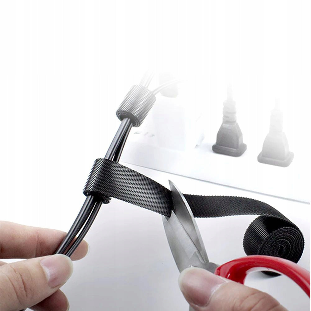 CABLE ORGANIZER VELCRO TAPE BAND CABLE HOLDER ADJUSTABLE 5m Color black