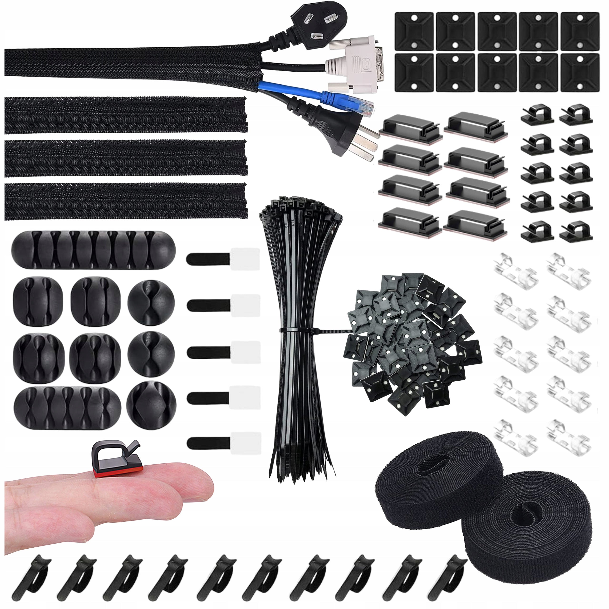 CABLE ORGANIZER WIRE GRILLE SET SELF-ADHESIVE BAND