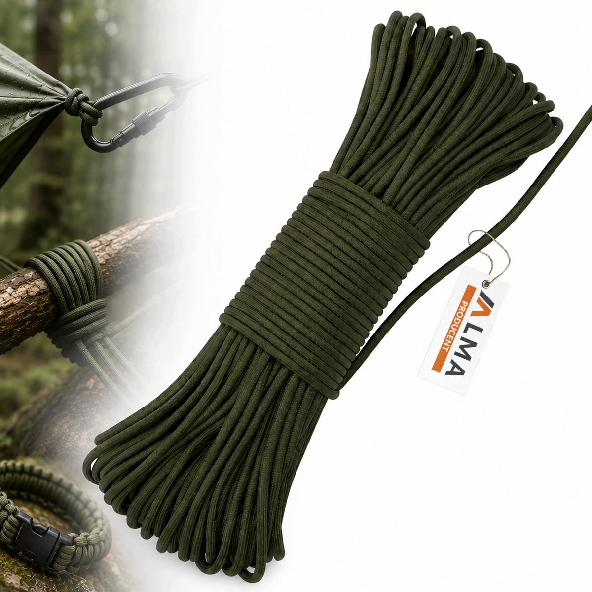 CABLE PARACORD STRONG DURABLE SURVIVAL OLIVE 180kg 30m DURABLE STRONG