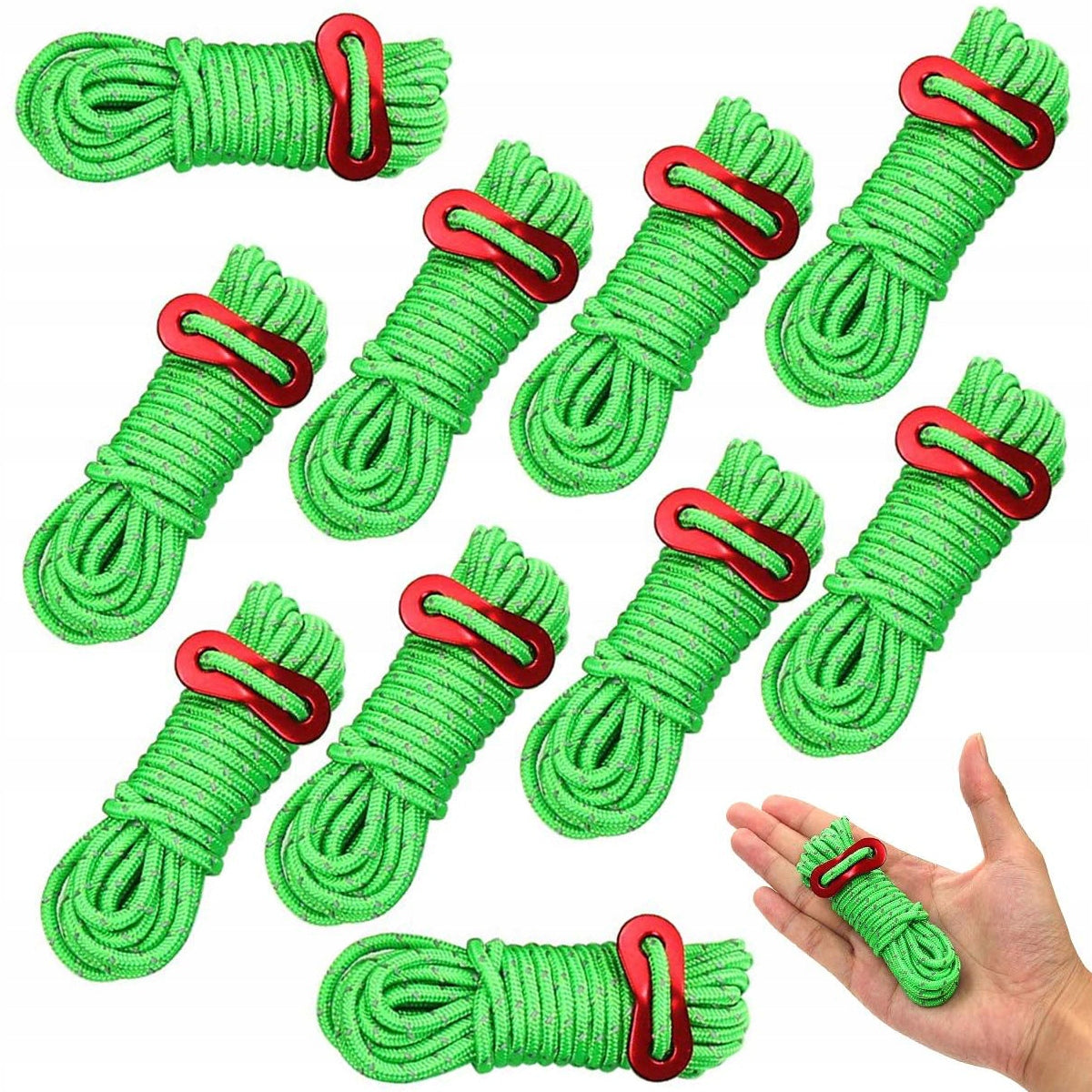 CABLE ROPE FOR TENT 4mm/4m REFLECTIVE WITH TENSIONER REGULATOR 10X Manufacturer code 27172000