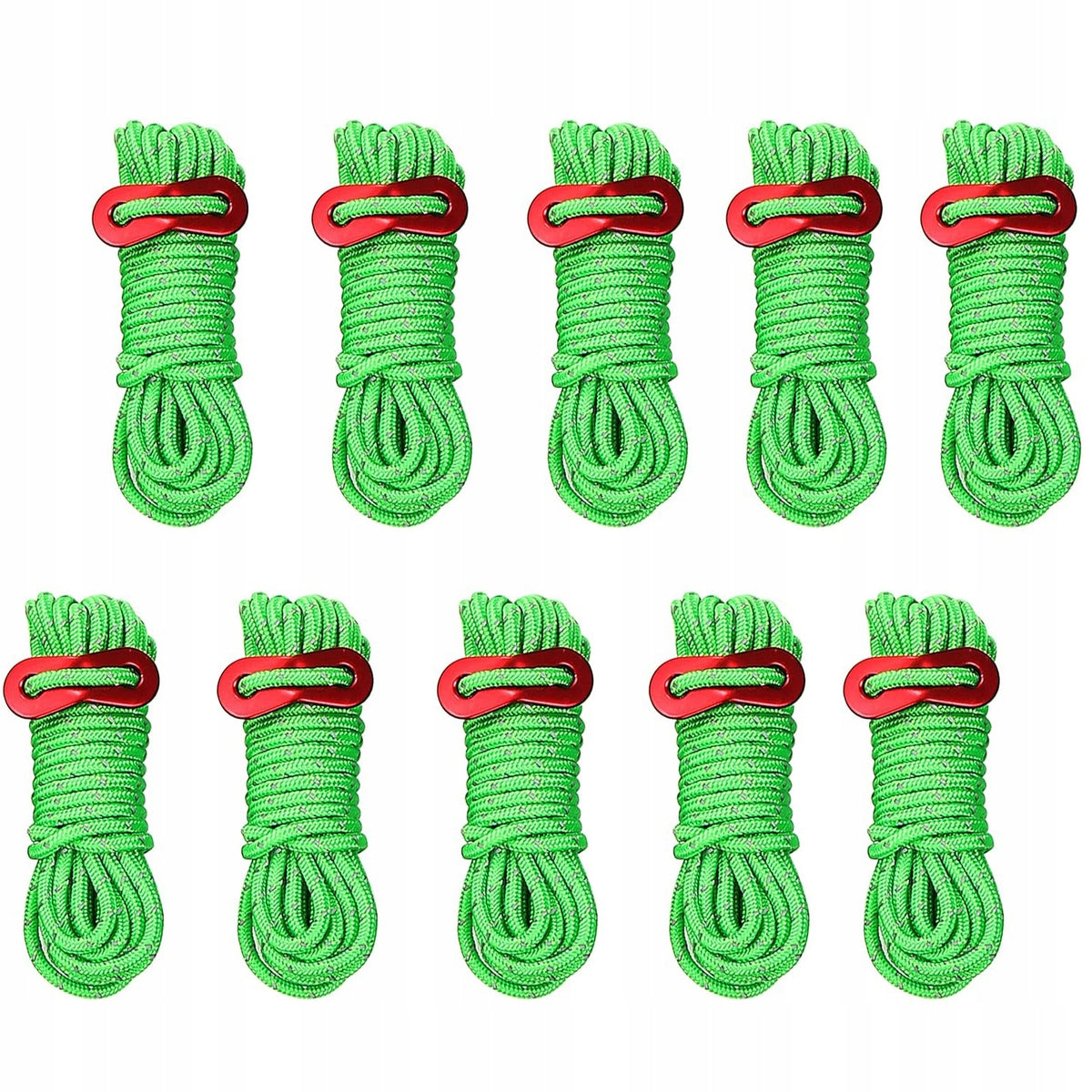 CABLE ROPE FOR TENT 4mm/4m REFLECTIVE WITH TENSIONER REGULATOR 10X