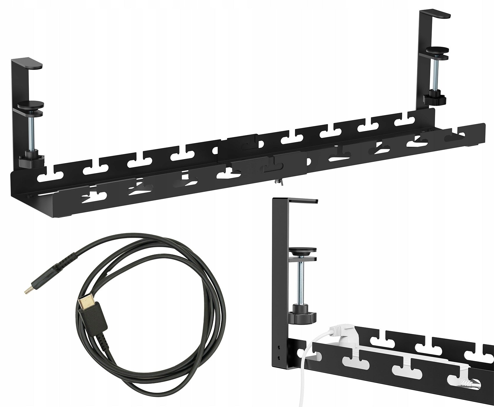 CABLE SHELF UNDER DESK METAL ORGANIZER ADJUSTABLE LENGTH 73 CM