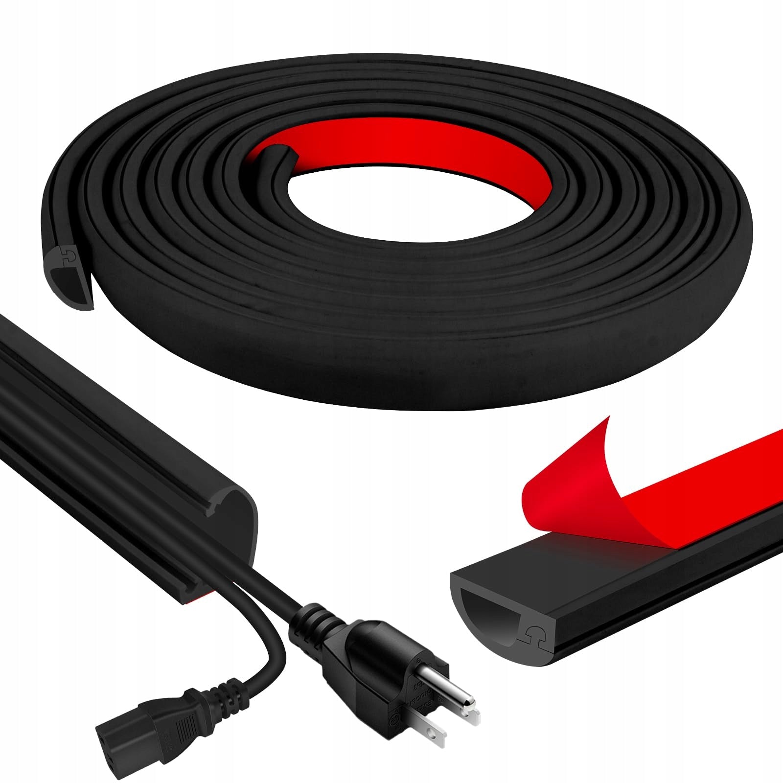 CABLE STRIP SELF-ADHESIVE CABLE GRILLE PVC 3M BLACK CABLE CHANNEL