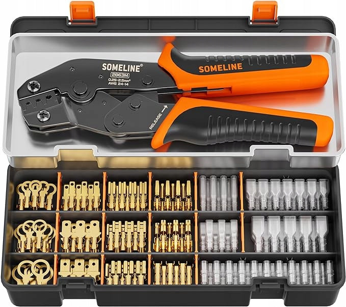 CABLE TERMINAL CRIMPING PLIERS 0,25-2,5 MM + SET OF 400 CONNECTORS