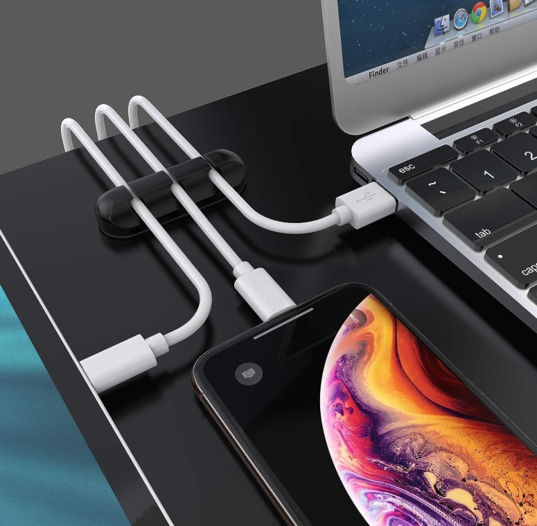 CABLE WIRE ORGANIZER SELF ADHESIVE CHARGER HANGER HOLDER x 3 Color black
