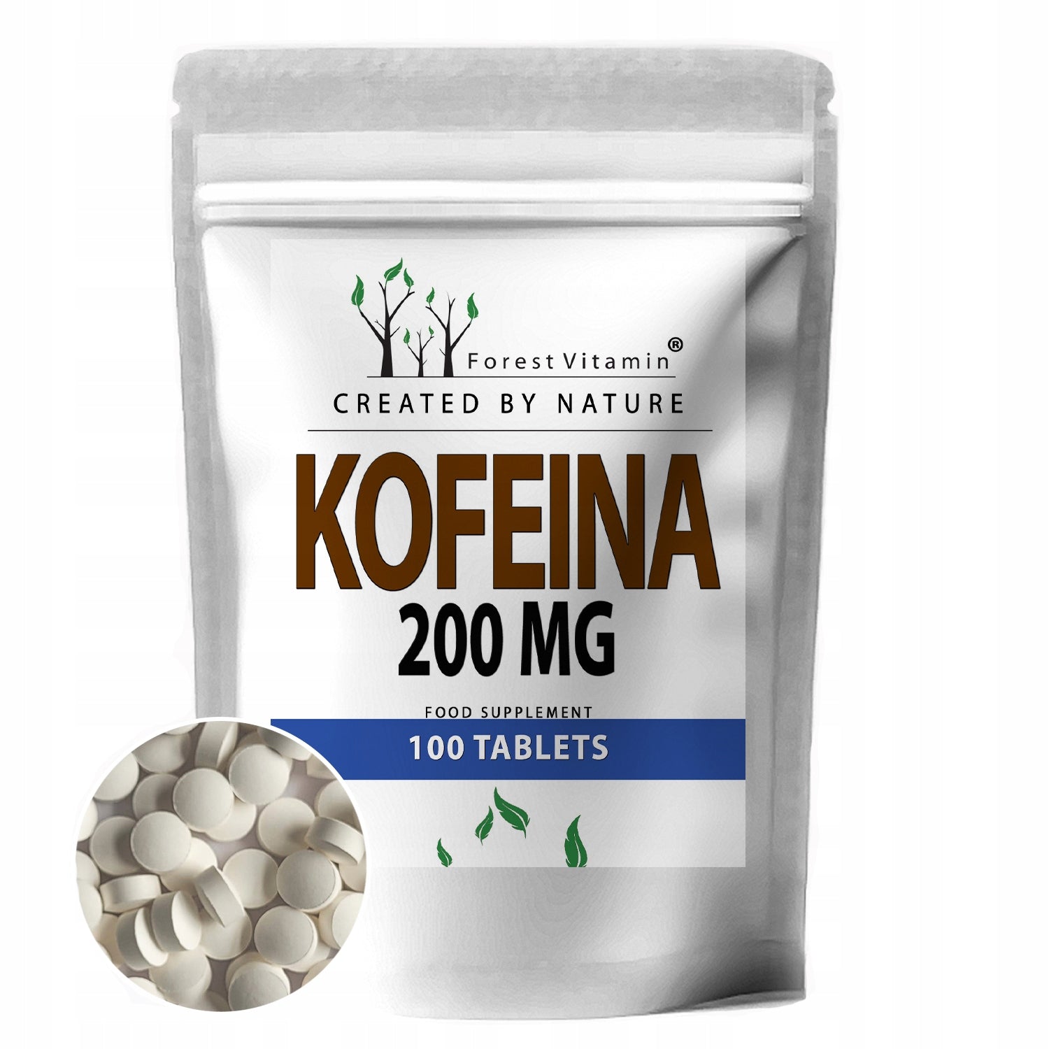 CAFFEINE 200mg 100 tablets STIMULATION SLIMMING PURE ANHYDROUS