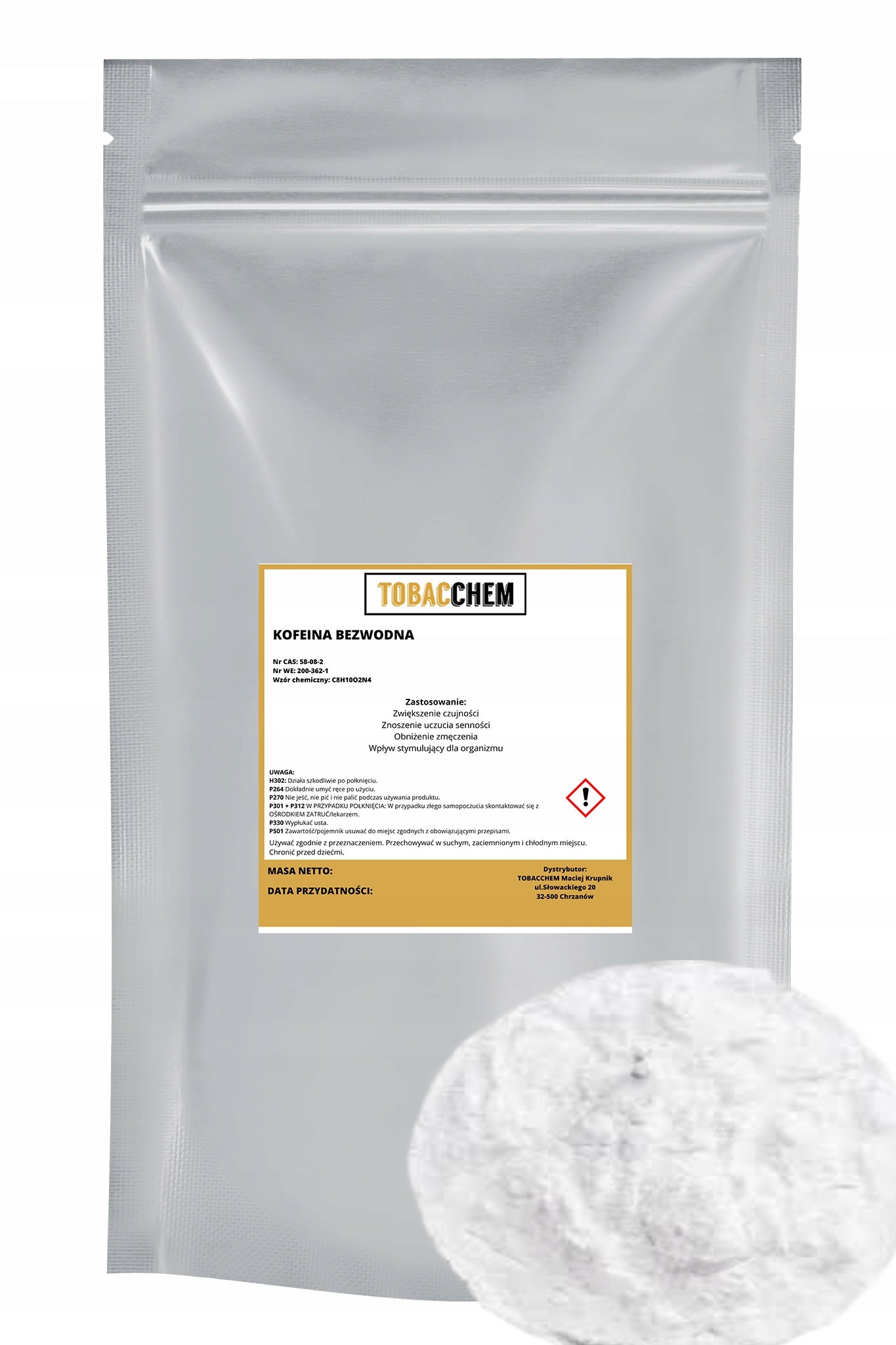 CAFFEINE ANHYDROUS 100% PURITY – POWDER / DUST 1KG