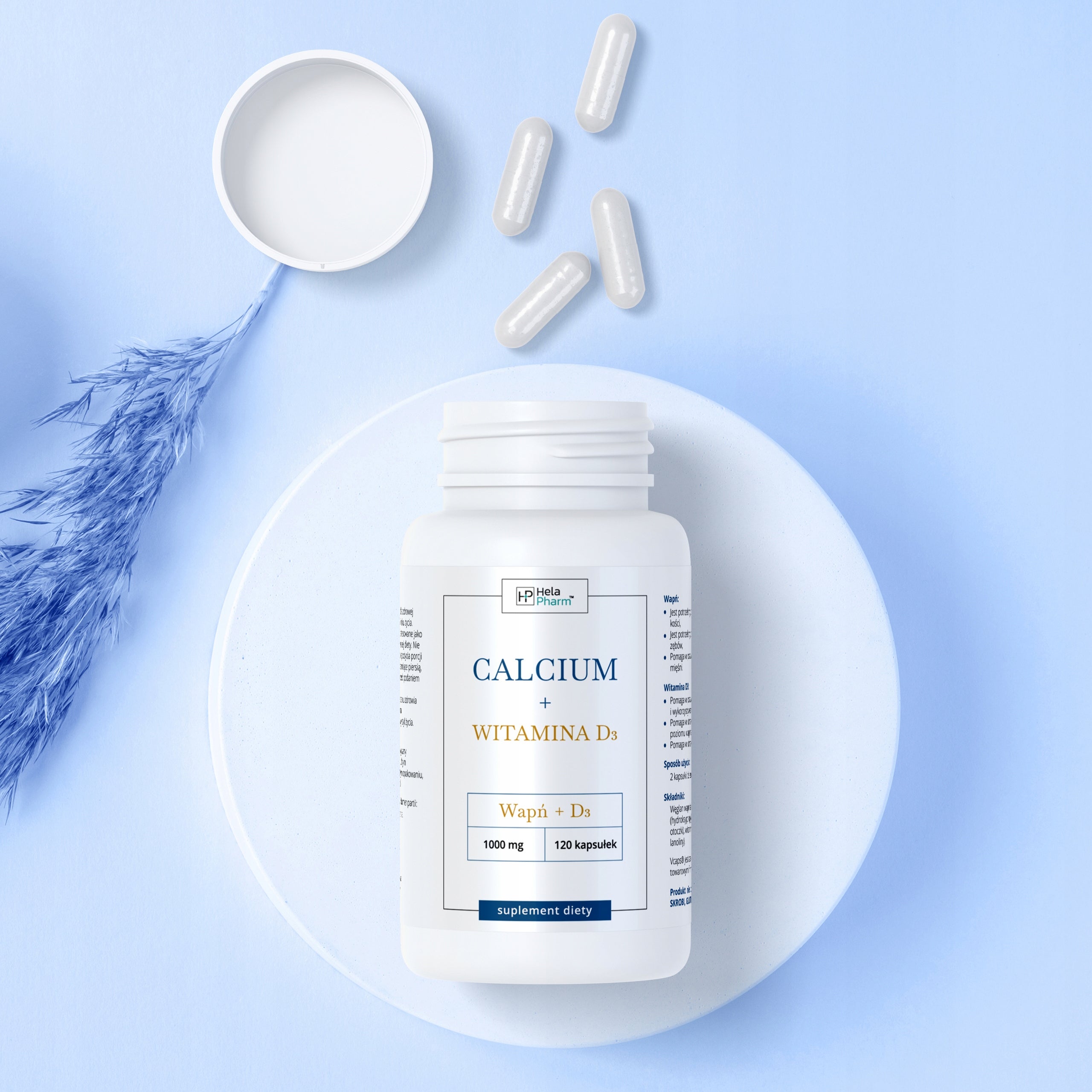 CALCIUM 1000mg + Vitamin D3 CALCIUM, BONES 120 capsules Vege EAN (GTIN) 5904506138555