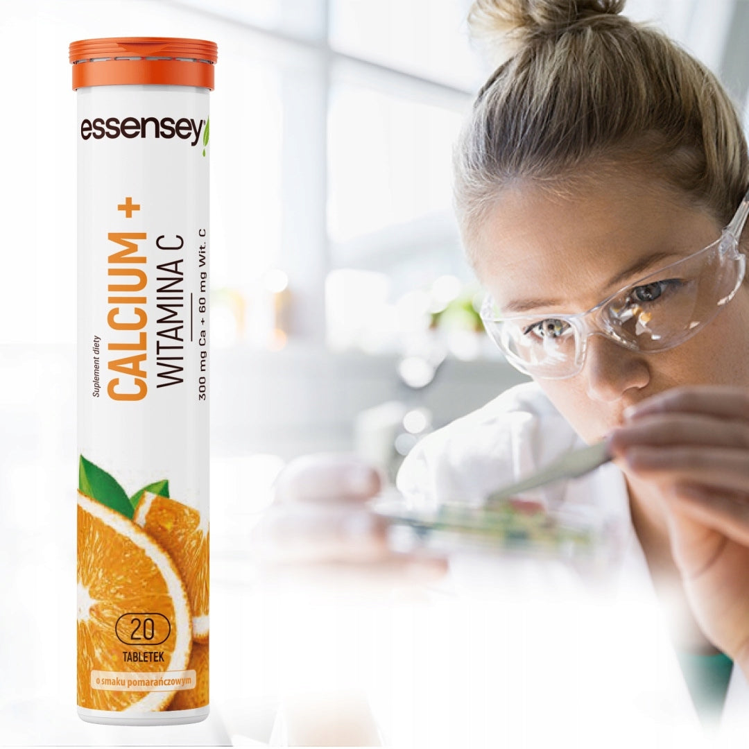 CALCIUM Lime 300 mg + Vitamin C 20 Effervescent Tablets Calcium Drinking Drink Expiration date at least 1 year from the date of purchase