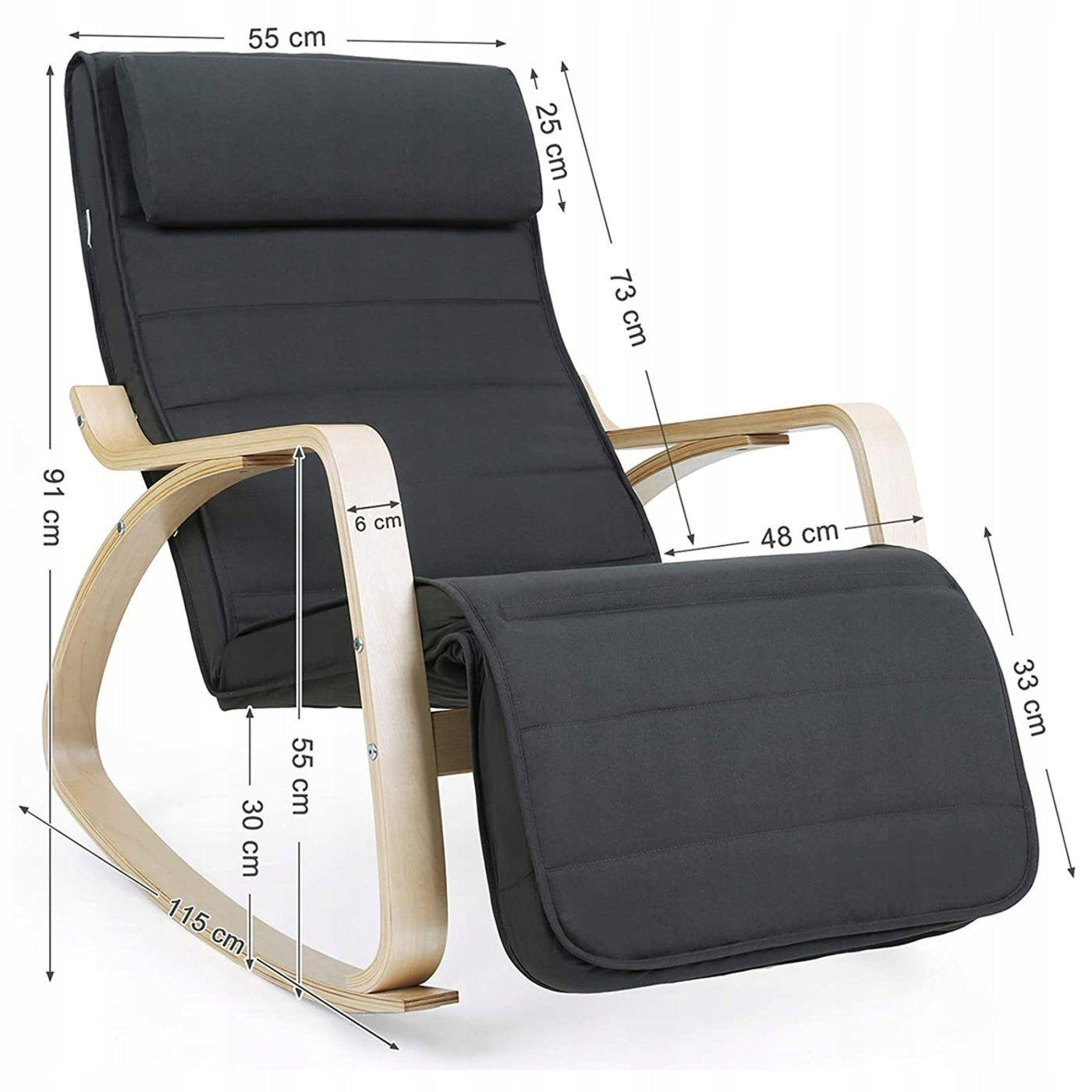 Drehsessel Songmics 115 cm, dunkelgrau 