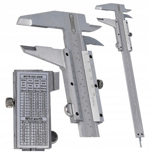 CALIPER 150mm 0,02 NONIUS ANALOG READABLE SCREW LOCK TORRO