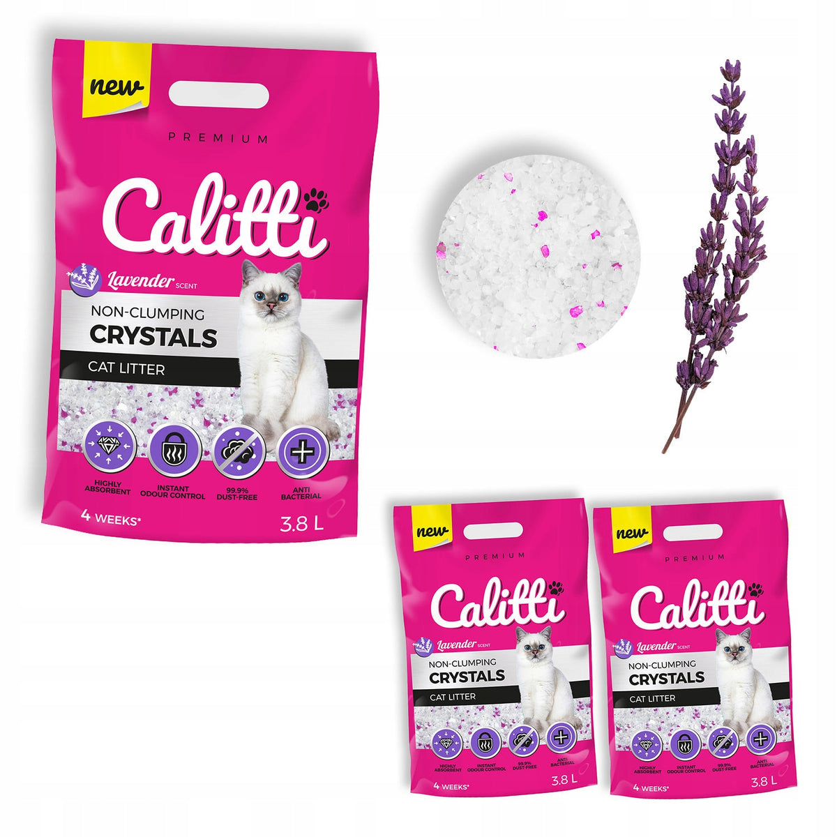 CALITTI Crystals Lavender SILICONE LITTER 2x3,8L Brand Calitti