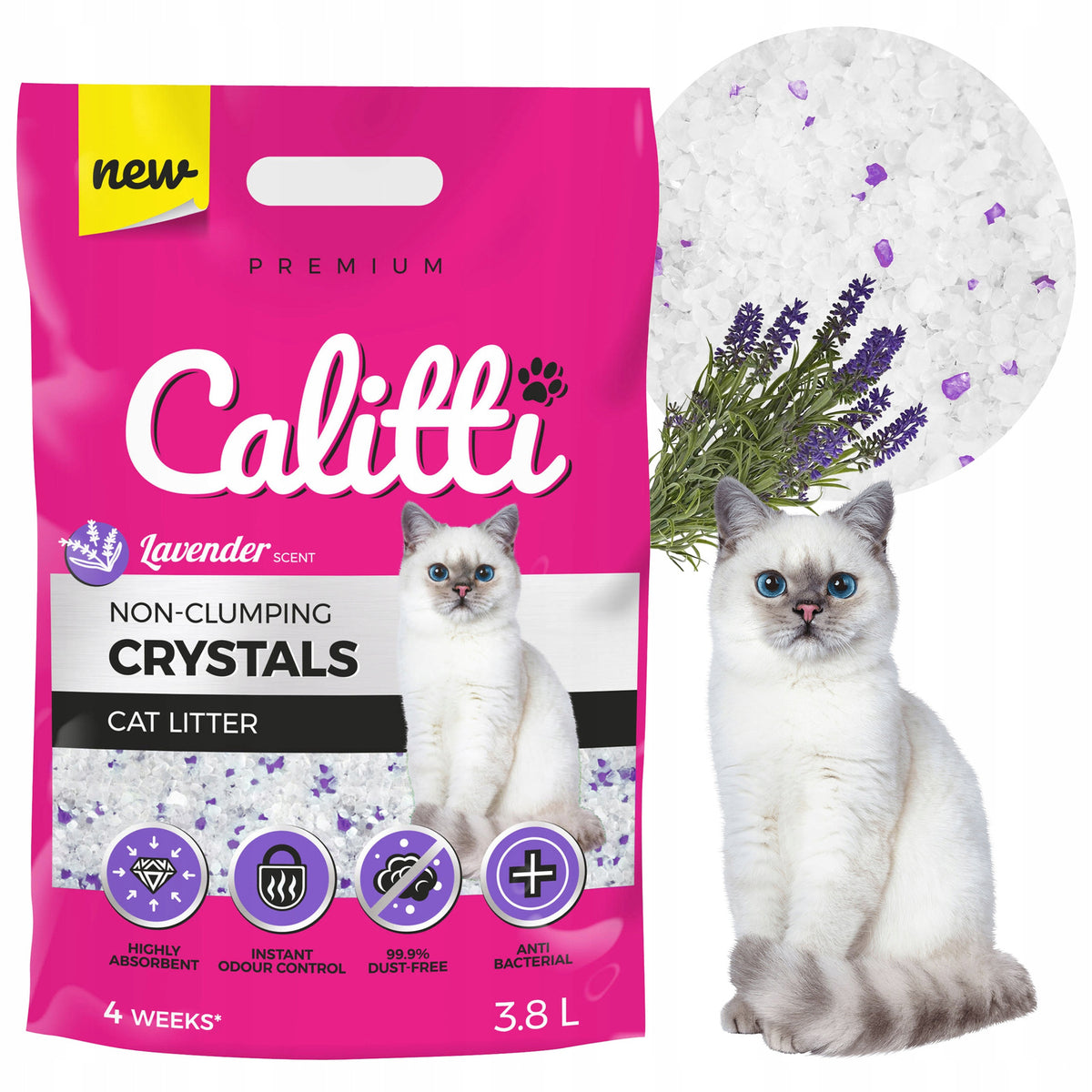 CALITTI Crystals Silicone Litter Box for Cat Litter Box Lavender 3,8L