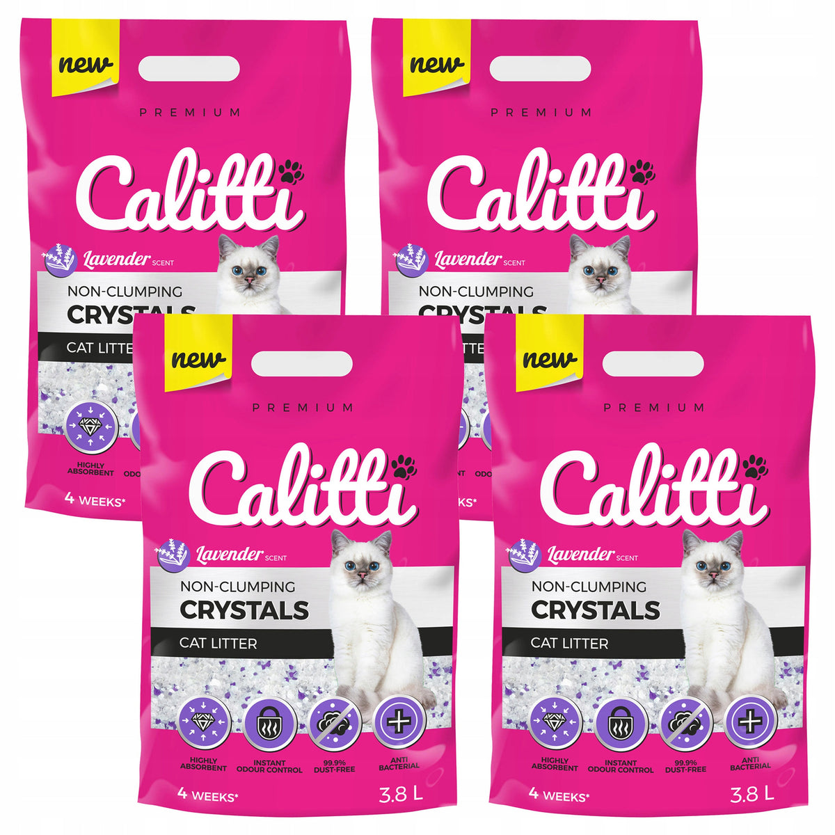 CALITTI Crystals Silicone Litter for Cat Litter Box Lavender 4 x 3,8L