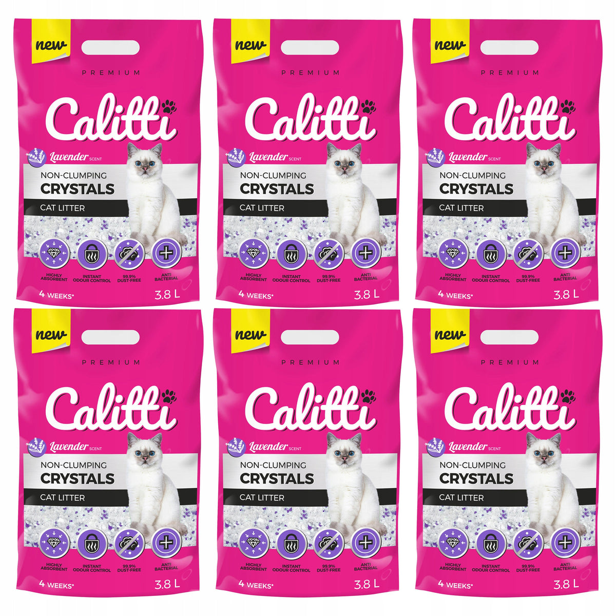 CALITTI Crystals Silicone Litter for Cat Litter Box Lavender 6 x 3,8L