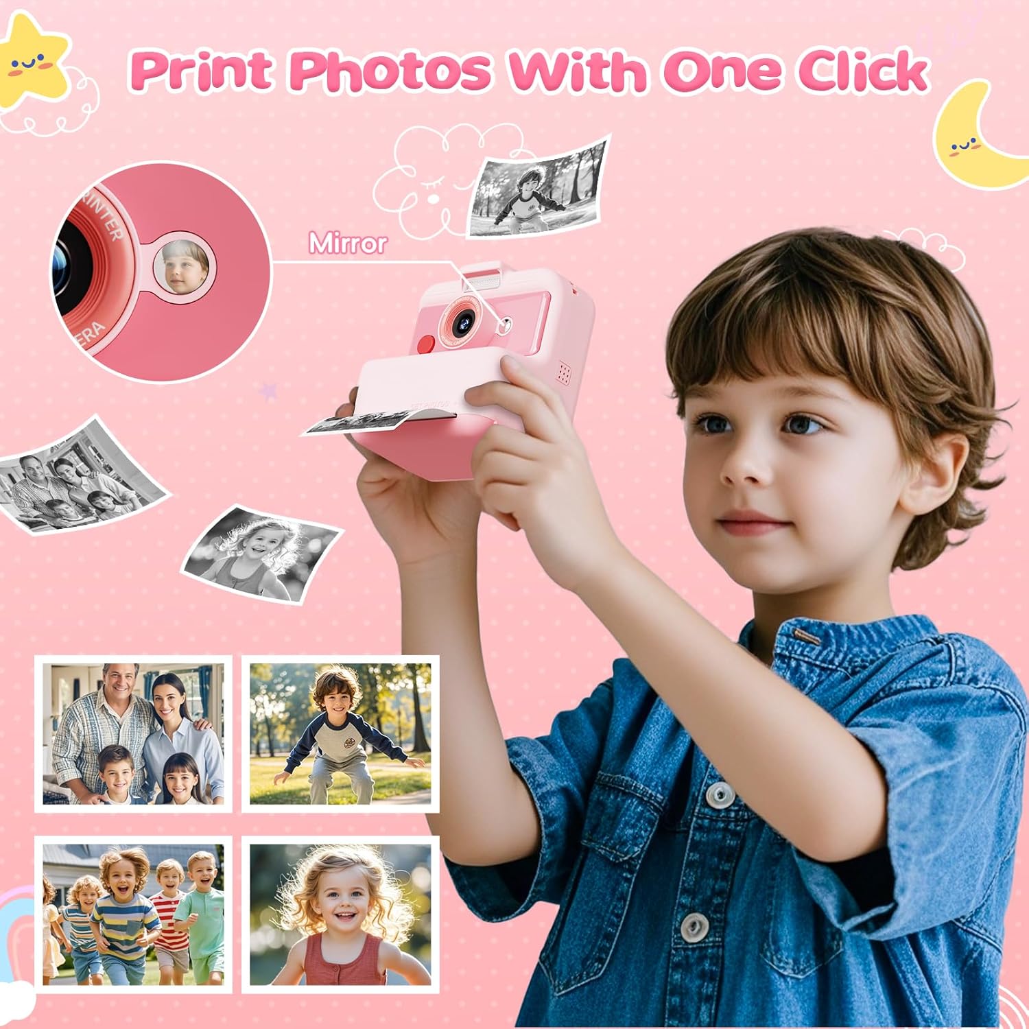 CAMCLID Instant Camera for Kids Printing PINK 48 MP/2,5K UHD Manufacturer code B0FGD83JML