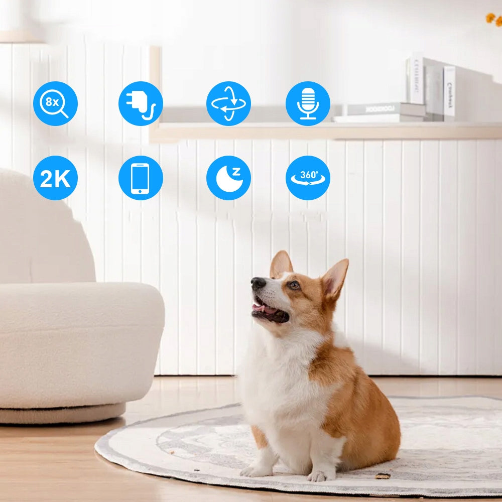 CAMERA 2.4/5G WIFI IP ROTATING PTZ SMART BABY MONITOR INDOOR DETECTION FOR HOME Packaging status original