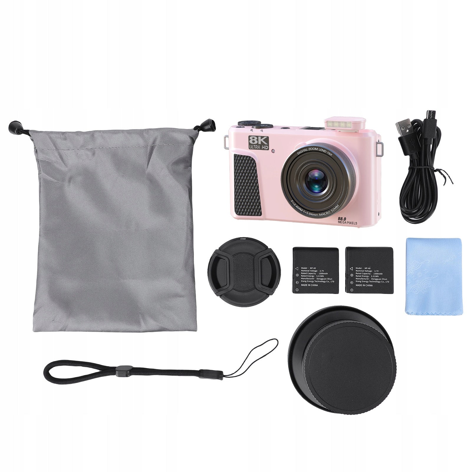 CAMERA 88 MP 8K ZOOM 18X AUTOFOCUS 3-INCH SCREEN TILTED BY 180 CT