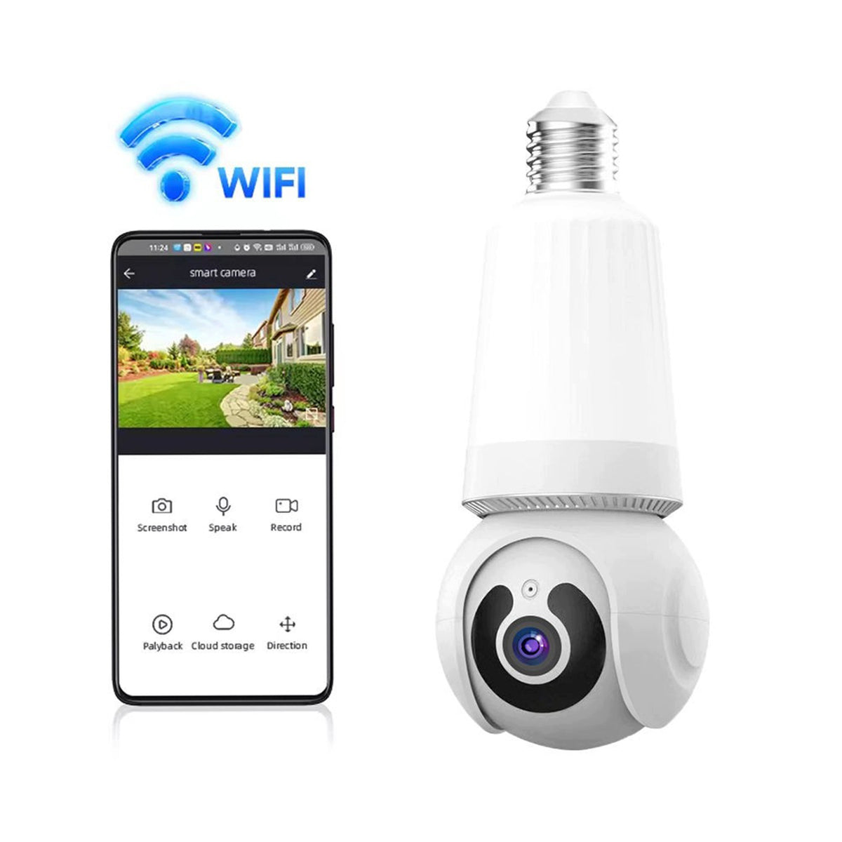 CAMERA BULB E27 WIFI FULL HD ROTATING 360 NIGHT V380 PRO