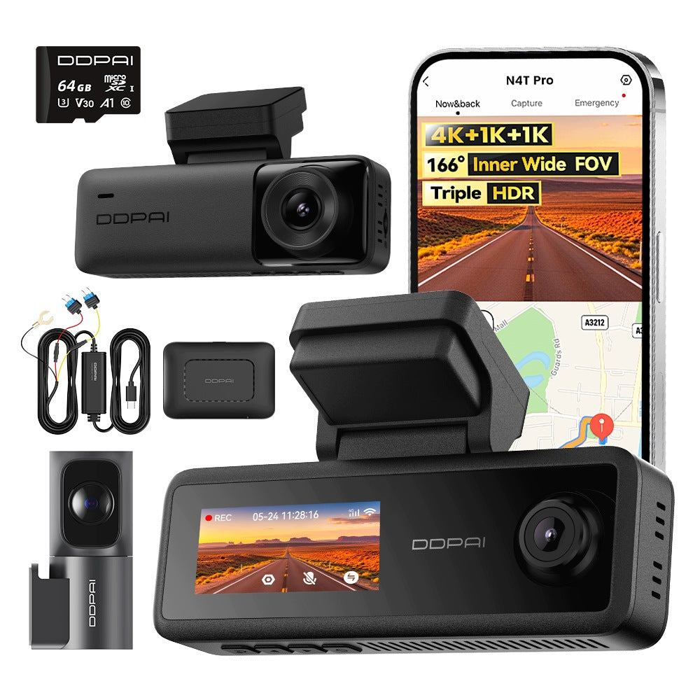 CAMERA DDPAI N4T PRO VIDEO RECORDER 4K HDR 3-CHANNEL + 4G MODULE SET