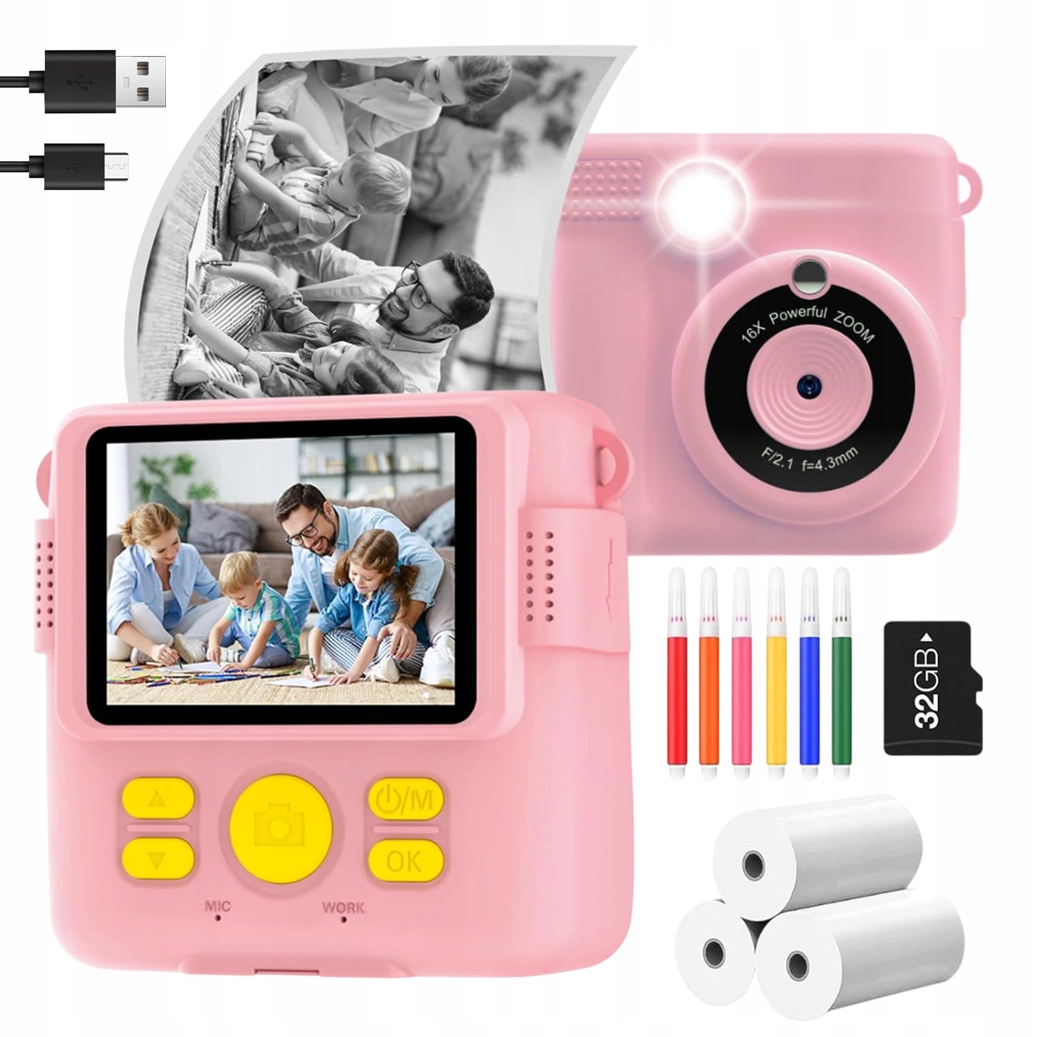 CAMERA FOR CHILDREN DIGITAL INSTANT PRINTING 3 ROLLS