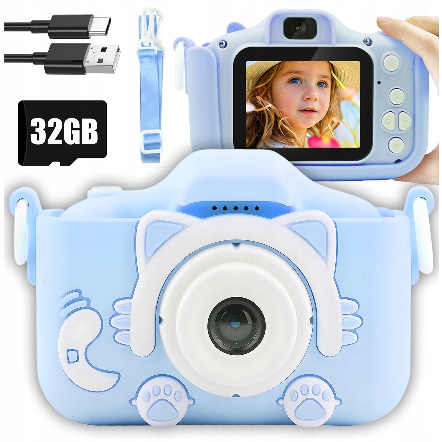 CAMERA FOR CHILDREN DOUBLE SELFIE KITTY 40 MPX MEMORY CARD