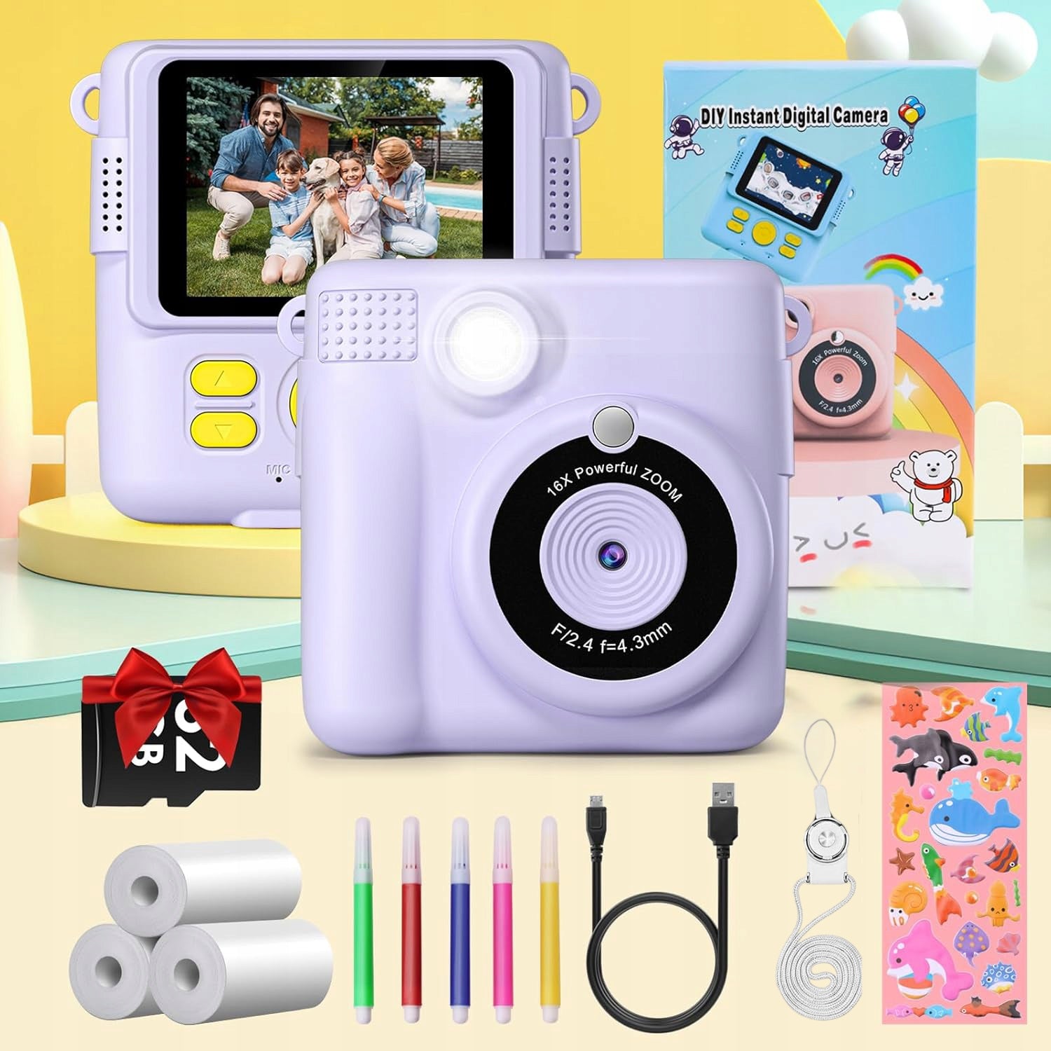 CAMERA FOR CHILDREN FAST PRINT 1080P SCREEN IPS 2,4'' + 32GB Packaging status original