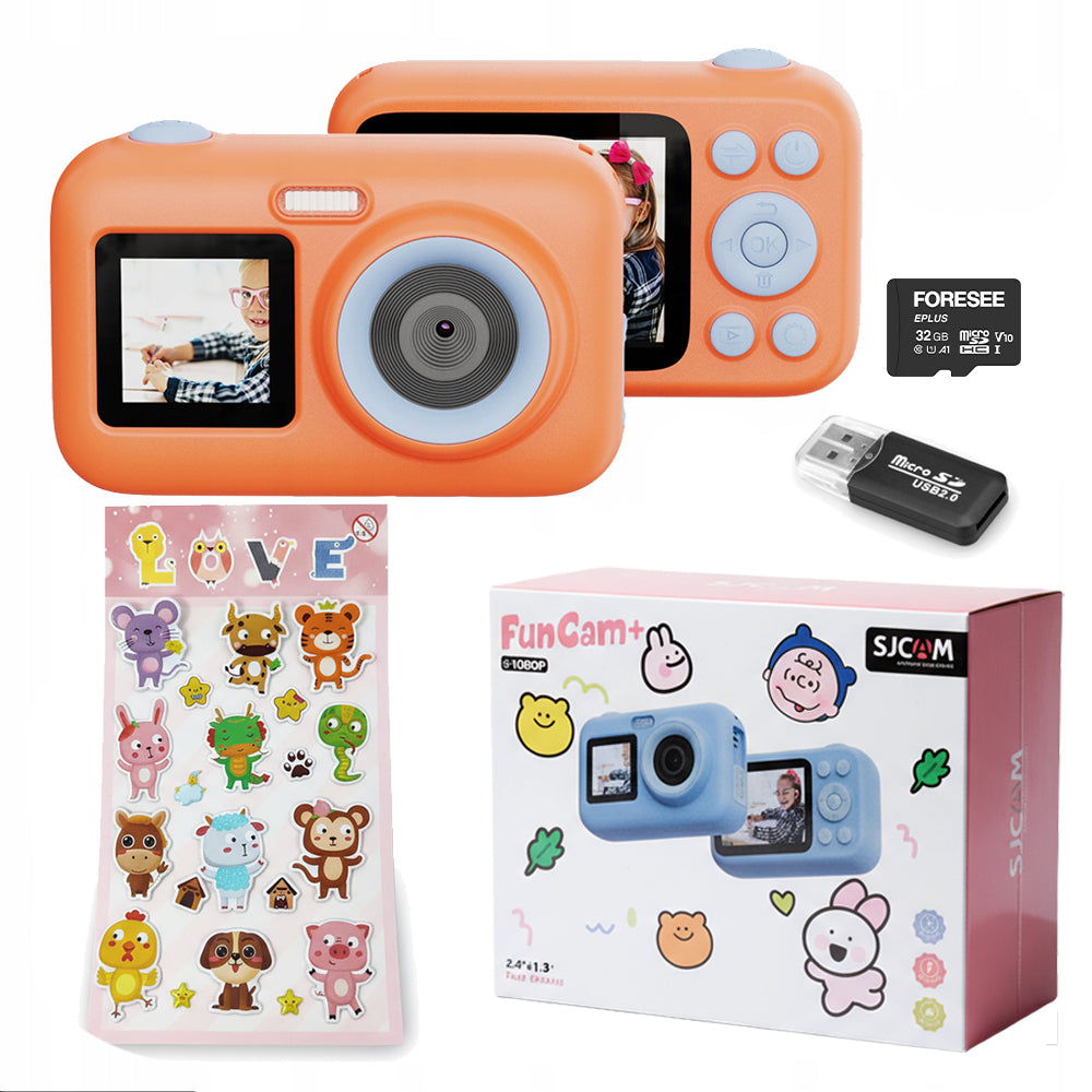 CAMERA FOR CHILDREN FUNCAM+ SJCAM CAMERA 2 LCD screens + game stickers + 32GB