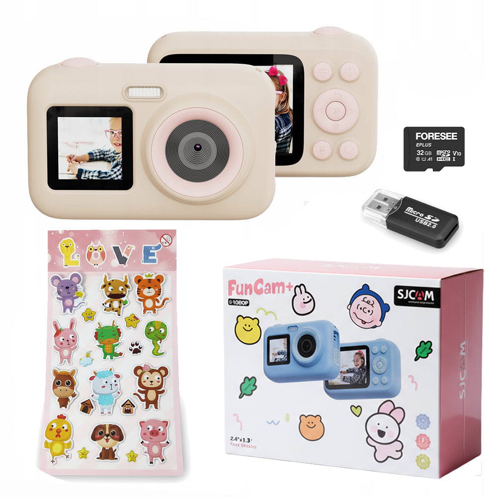 CAMERA FOR CHILDREN FUNCAM+ SJCAM CAMERA 2 LCD screens + game stickers + 32GB