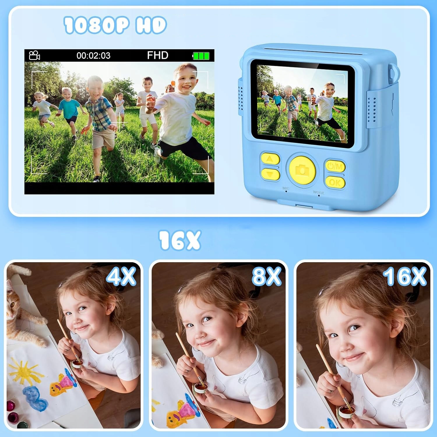 CAMERA FOR CHILDREN, INSTANT CAMERA WITH PRINT, 16X DIGITAL ZOOM Brand no brand