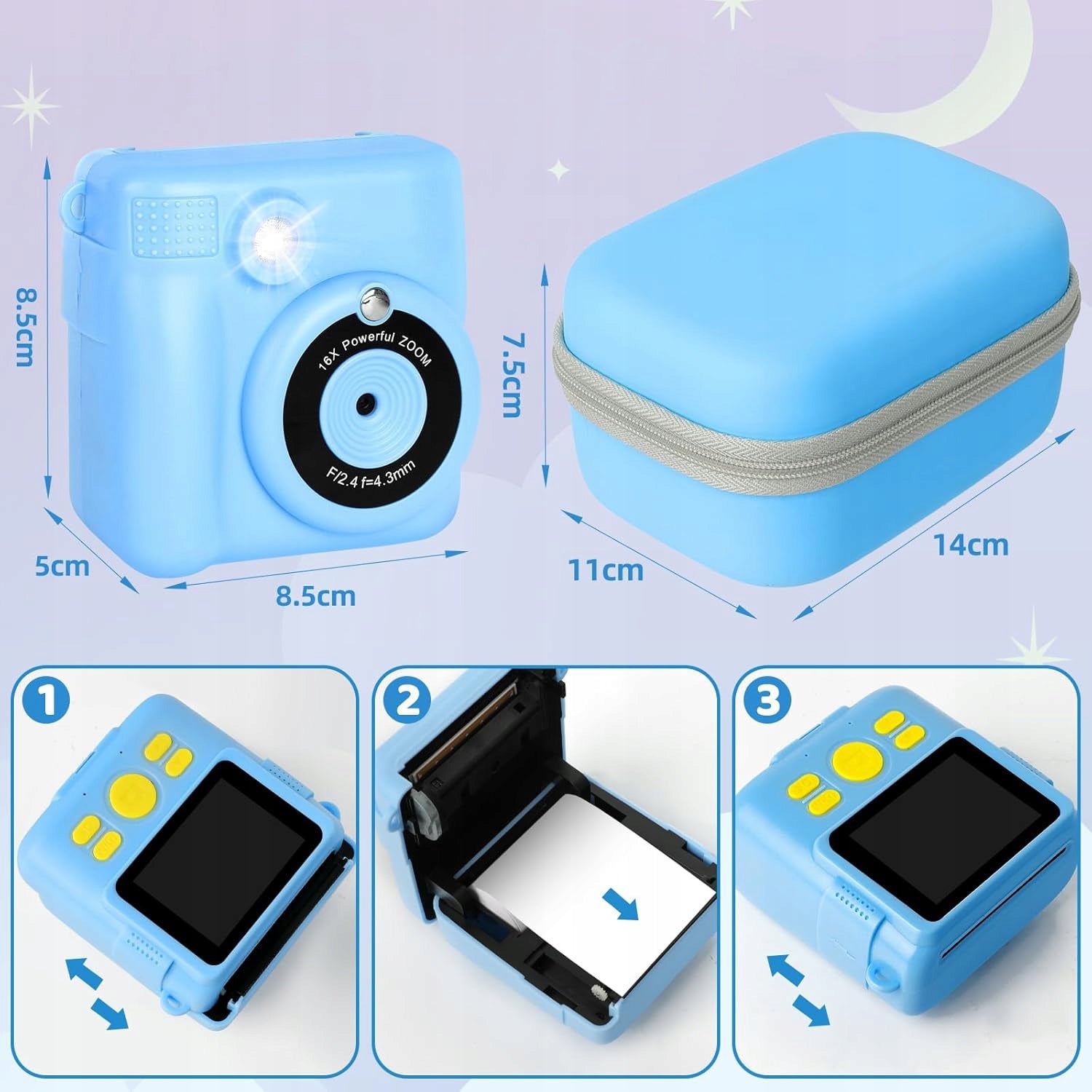 CAMERA FOR CHILDREN, INSTANT CAMERA WITH PRINT, 16X DIGITAL ZOOM Packaging status original