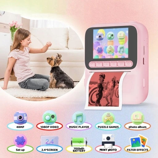 CAMERA FOR CHILDREN INSTANT PHOTO PRINTER BLUE + 4 ROLLS Model Z700