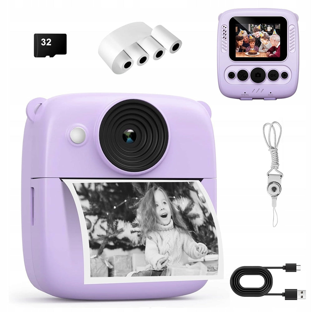 CAMERA FOR CHILDREN INSTANT PRINTER 48MP 1080P 16X 32GB